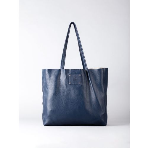 Tarn Leather Tote Bag in Navy