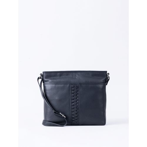 Farlam Leather Cross Body Bag in Navy