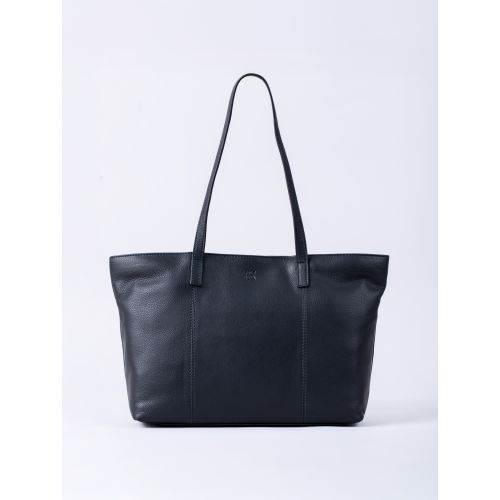 Torver Leather Tote Bag in Navy